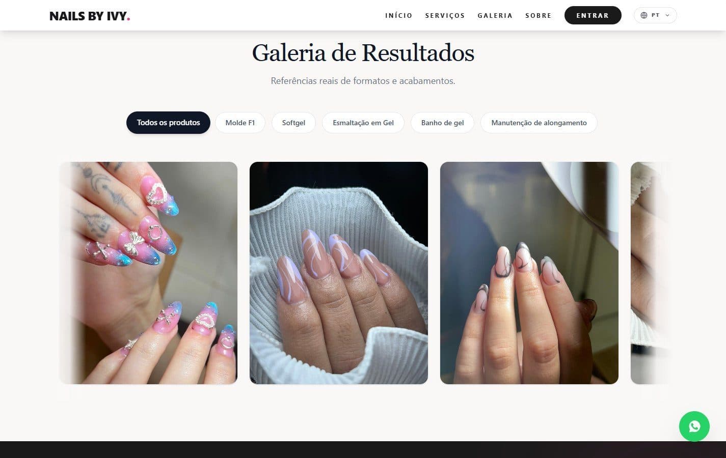 Results gallery filtered by service type.