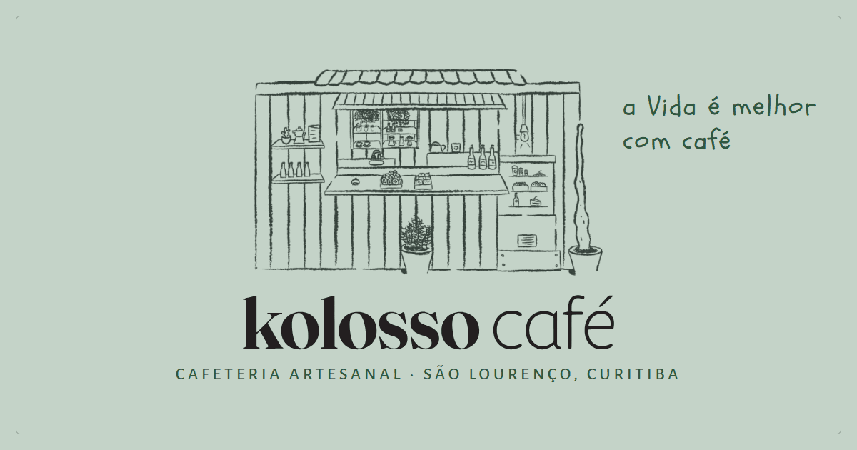 Illustration of the Kolosso Café storefront with the shop’s name