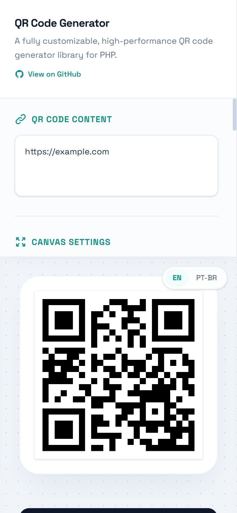 QR Code Generator — On mobile