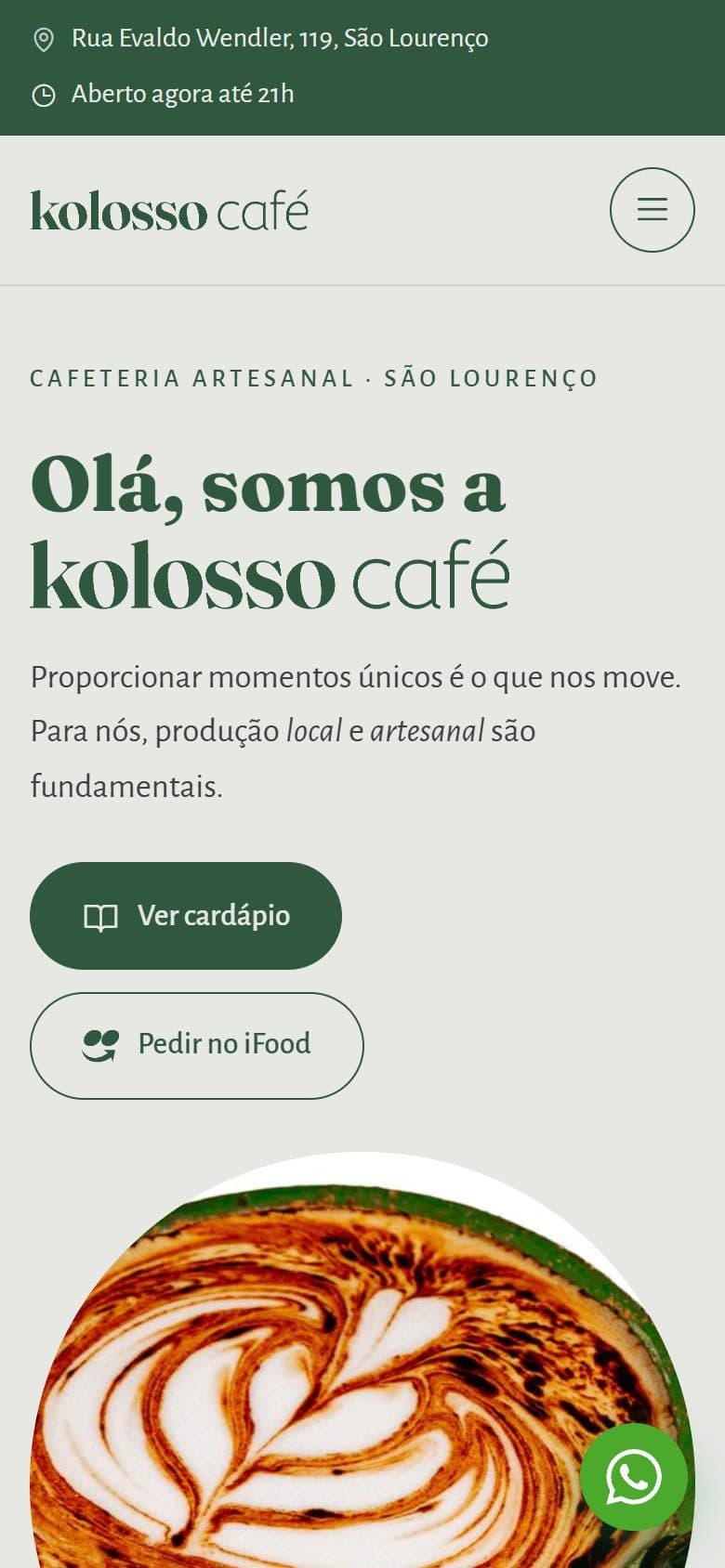 Kolosso Café — On mobile
